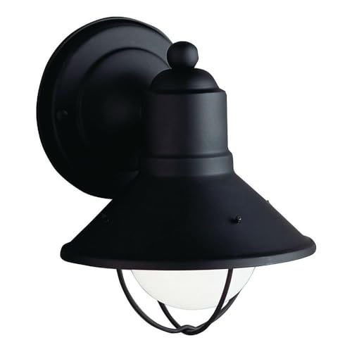 Kichler Seaside 7.5" 1 Light Outdoor Wall Light with Glass Globe Black - Image 1