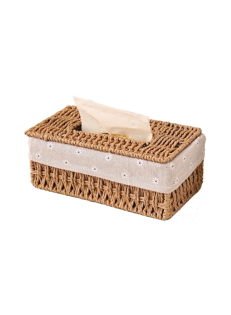 LINGWEI Tissue Case Hand Woven Tissue Box Holder Cover Facial Tissue Holder Napking Dispenser For Home Living room Bedroom Car Table Decoration  - Image 4