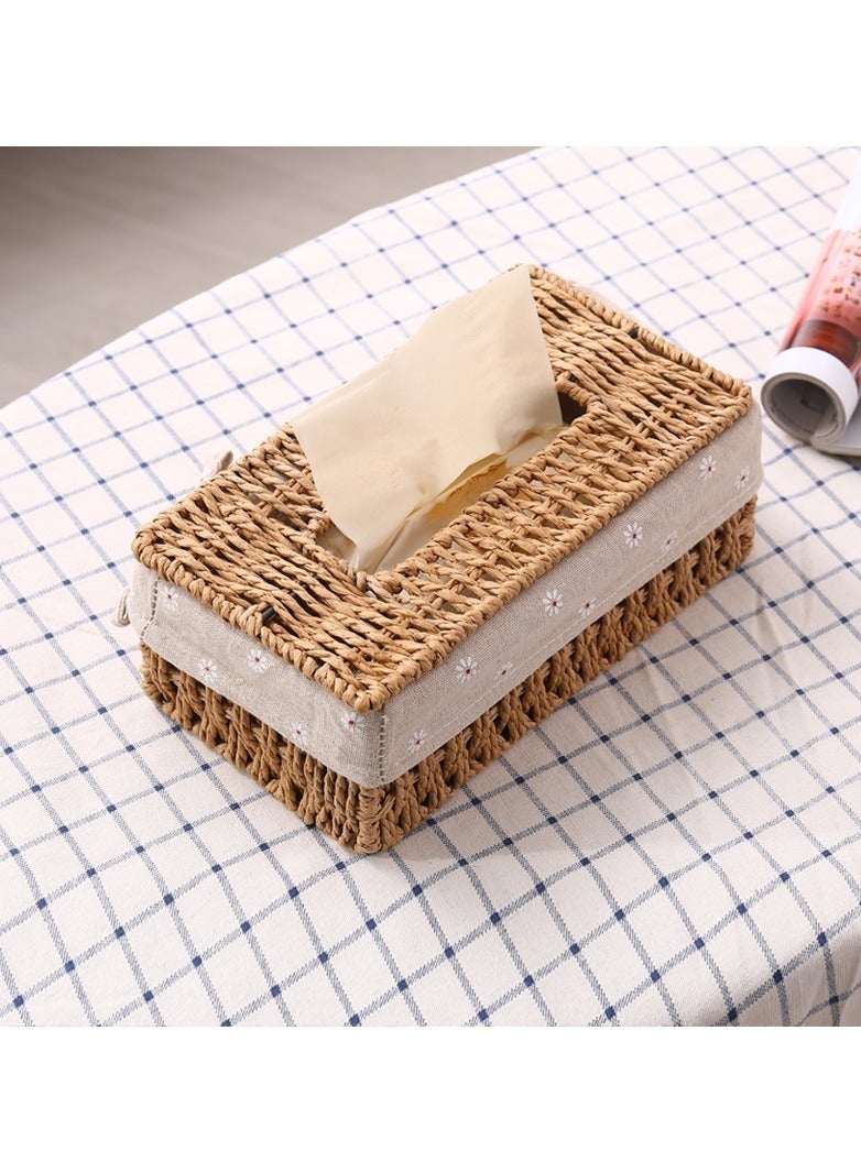 LINGWEI Tissue Case Hand Woven Tissue Box Holder Cover Facial Tissue Holder Napking Dispenser For Home Living room Bedroom Car Table Decoration  - Image 1