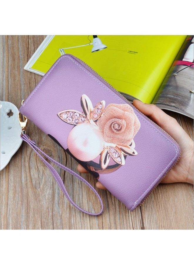 NIBEMINENT Zip Around Printed Wallet Purple 