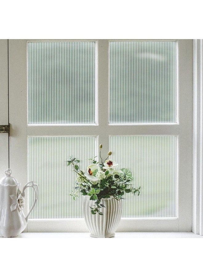 WISDOM Privacy Window Film Frosted Glass Film Glass Film No Glue Anti-UV Window Sticker Non Adhesive for Privacy Office Meeting Room Bathroom Living Room (Fluted Frosted, 24 x 72) - Image 1