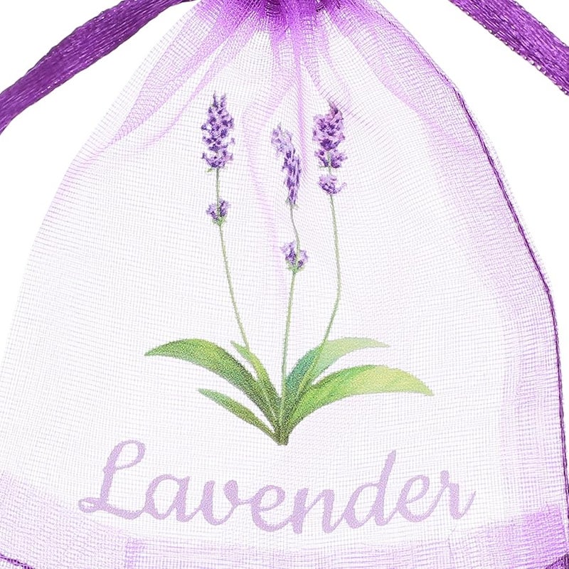 أكياس الأورجانزا الأرجوانية العميقة ذات سحب الأربطة ٢٠ قطعة لتخزين الخزامى المجفف، أكياس عطرية لخزانة المنزل - Image 3