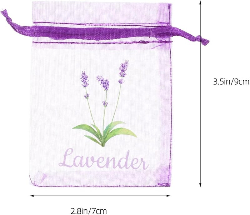 أكياس الأورجانزا الأرجوانية العميقة ذات سحب الأربطة ٢٠ قطعة لتخزين الخزامى المجفف، أكياس عطرية لخزانة المنزل - Image 2