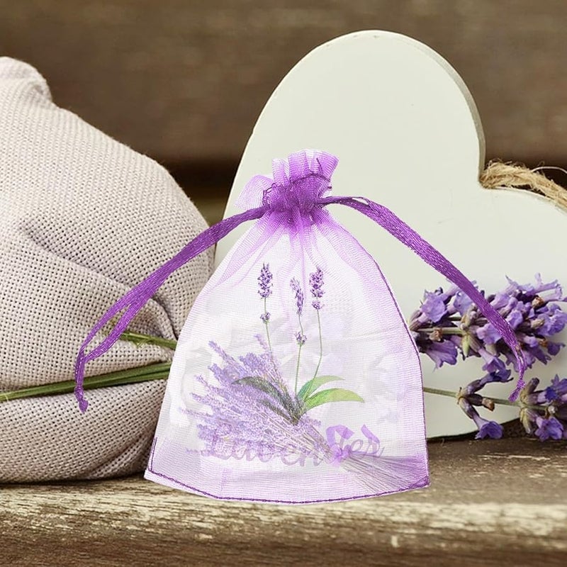 أكياس الأورجانزا الأرجوانية العميقة ذات سحب الأربطة ٢٠ قطعة لتخزين الخزامى المجفف، أكياس عطرية لخزانة المنزل - Image 5