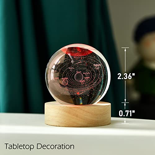 IFOLAINA 3D Solar System Crystal Ball 60mm Universe Gifts with Laser Engraved Model Astronomy Decor and Gift for Kids, Physics Enthusiasts, and Space Model Collectors - Image 3