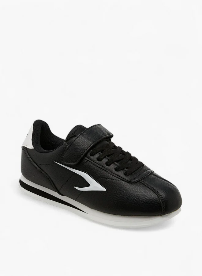 Dash Panelled Sneakers with Hook and Loop Closure