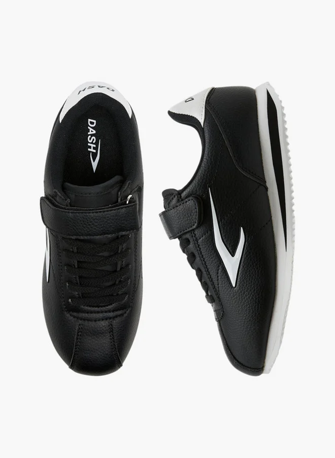 Dash Panelled Sneakers with Hook and Loop Closure