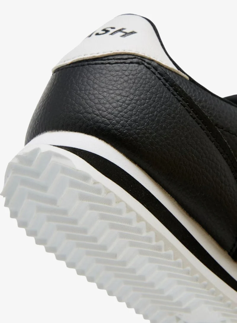 Dash Panelled Sneakers with Hook and Loop Closure