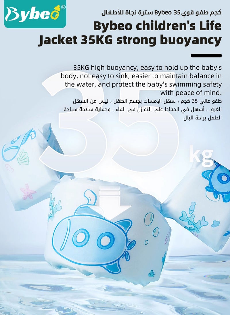 بيبو سترة سباحة للأطفال، سترة نجاة للأطفال مع حزام فخذي قابل للتعديل، وعاكسات سباحة للذراعين لمساعدة الأطفال على تعلم السباحة، دعم مرح مائي للأطفال من عمر 2 إلى 6 سنوات - Image 4