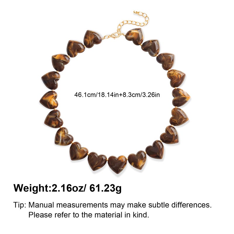 YUJIE Amber Acrylic Heart Choker Necklace for Women Vintage Punk Chunky Necklace Trendy Fashion Accessory (tiger eye) - Image 5