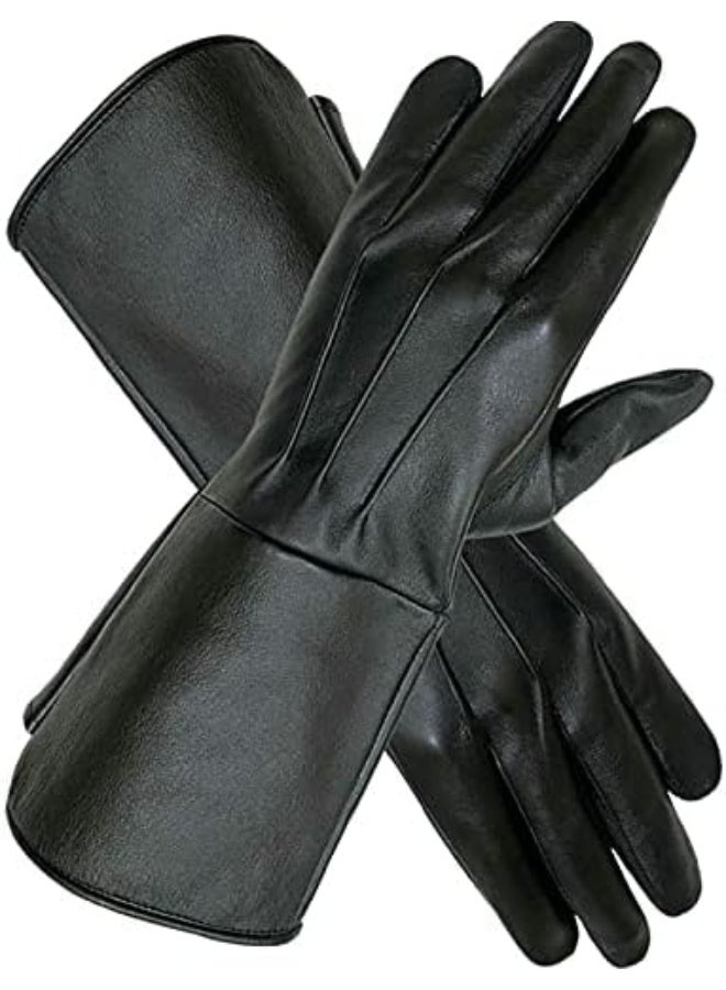 SI MEN'S MEDIEVAL RENAISSANCE UNLINED GAUNTLET GLOVES (XL, BLACK) - Image 3