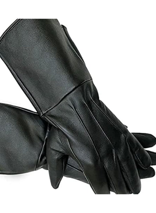 SI MEN'S MEDIEVAL RENAISSANCE UNLINED GAUNTLET GLOVES (XL, BLACK) - Image 1