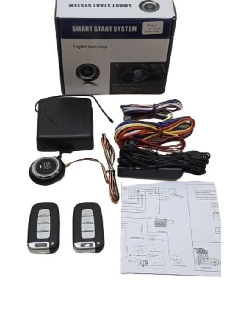 12V Car Passive Keyless Entry System PKE Engine Starter Push Button Vehicles Start/Stop Kit Safe Lock with 2 Smart Key - Image 1