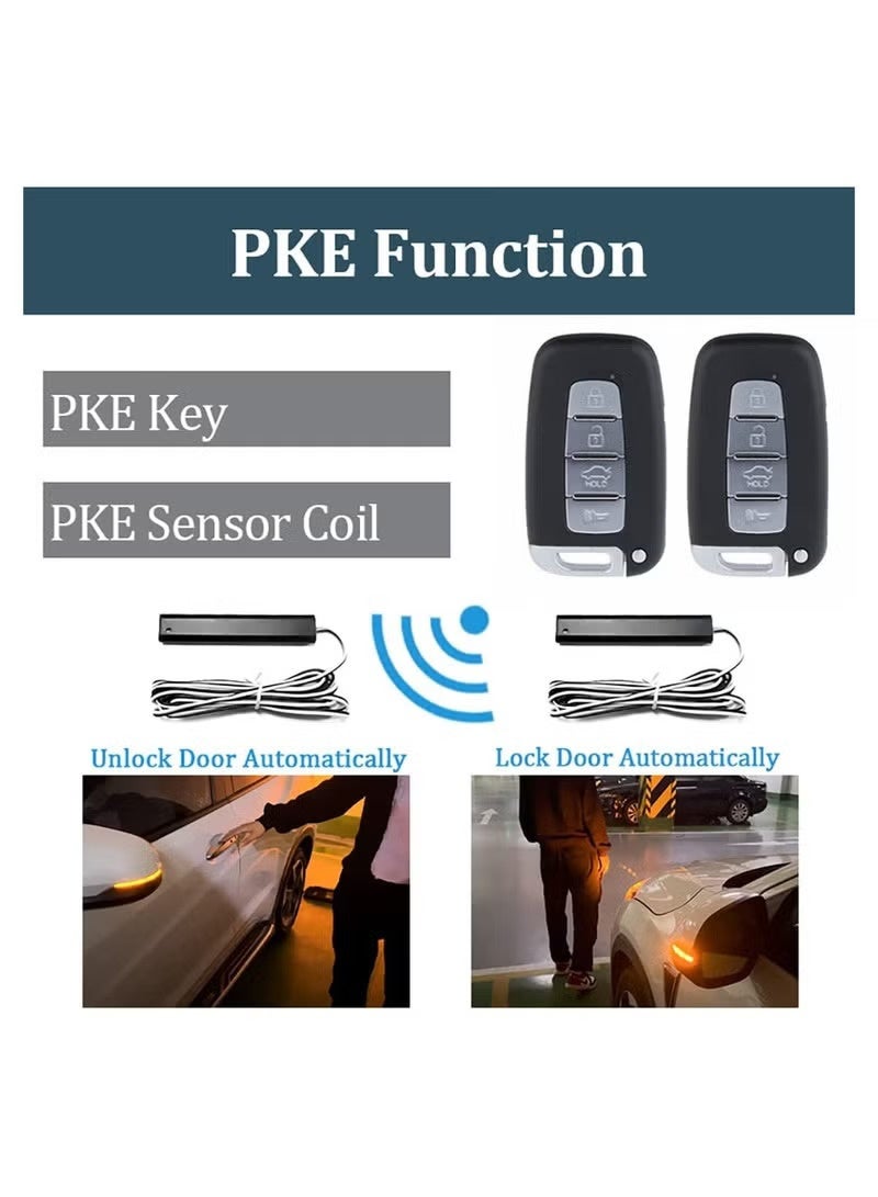 12V Car Passive Keyless Entry System PKE Engine Starter Push Button Vehicles Start/Stop Kit Safe Lock with 2 Smart Key - Image 2