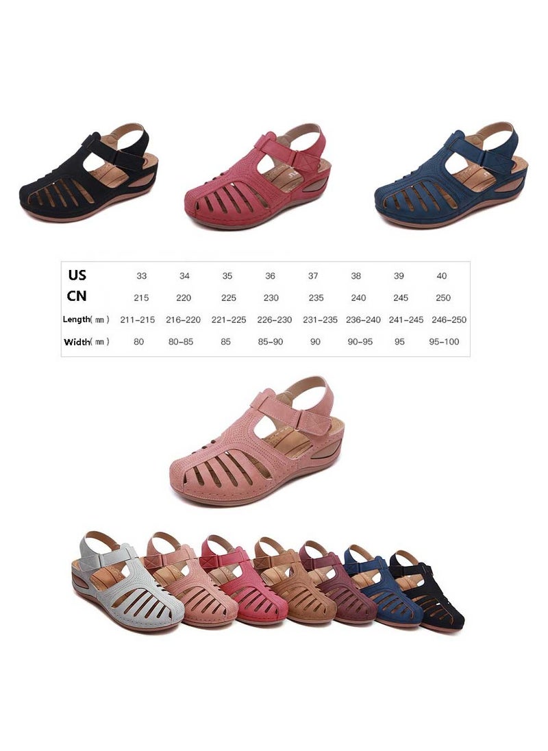 SIKETU Summer Hollow Out Retro Wedge Sandals Grey  - Image 4