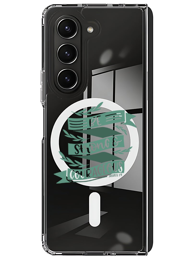 Theodor Magnetic Case for Samsung Galaxy Z Fold 6 Compatible with MagSafe Wireless Charging, Shockproof Phone Bumper Cover BE strong & Courageous - Image 1