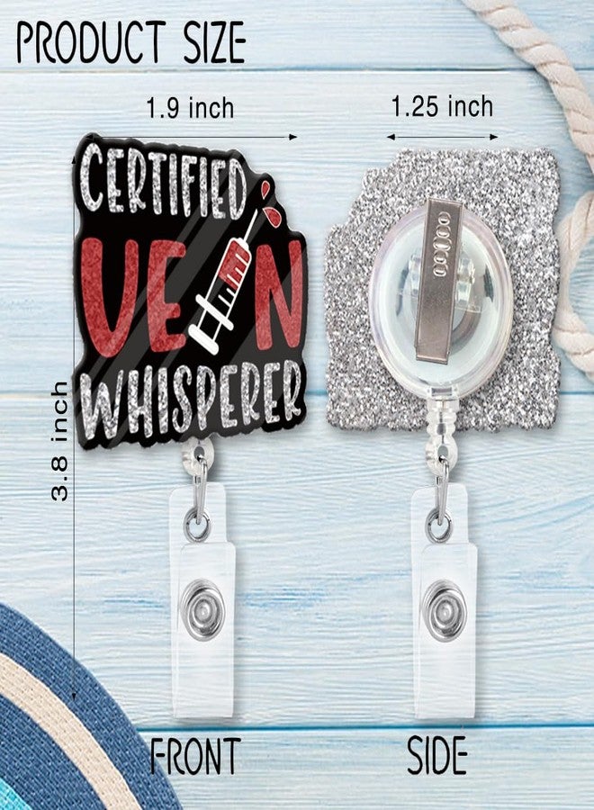ZBBFSCSB Certified Vein Whisperer Fun Glitter Badge Scroll Retractable, Cute Badge Holder for Phlebotomy Nurses, Christmas Birthday Graduation Gift for Doctors Nurses RN MD - Image 2