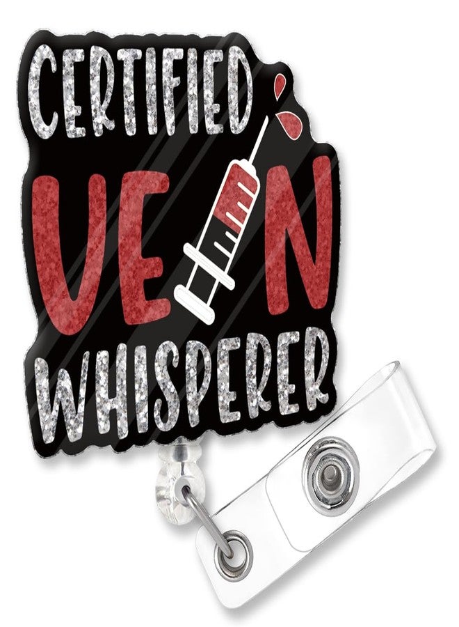 ZBBFSCSB Certified Vein Whisperer Fun Glitter Badge Scroll Retractable, Cute Badge Holder for Phlebotomy Nurses, Christmas Birthday Graduation Gift for Doctors Nurses RN MD - Image 1