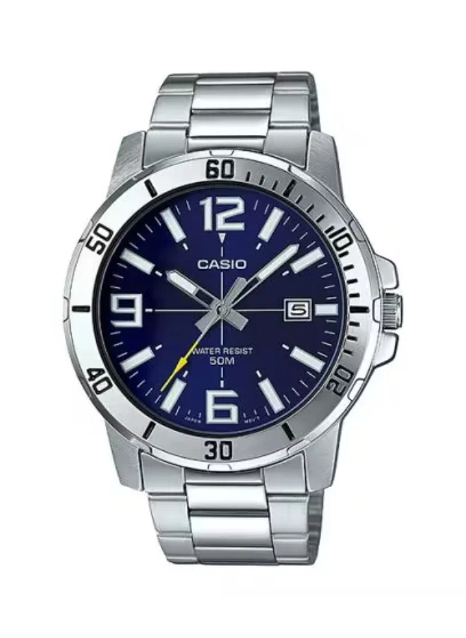 CASIO Men's Analog Display Watch With Silver Stainless Steel Strap - MTP-VD01D-2B