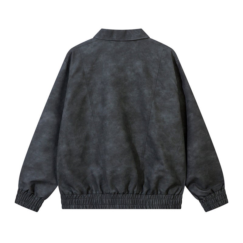 American Style Retro Trendy Brand Solid Color Pu Leather Jacket Coat Men'S And Women'S Autumn Loose Couples High-End Motorcycle Leather Coat - Image 4