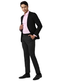 Peter England Peter England Men's Everyday Solid Slim Fit Full Sleeve Formal Shirt | Cotton-Rich Light Pink  - Image 5