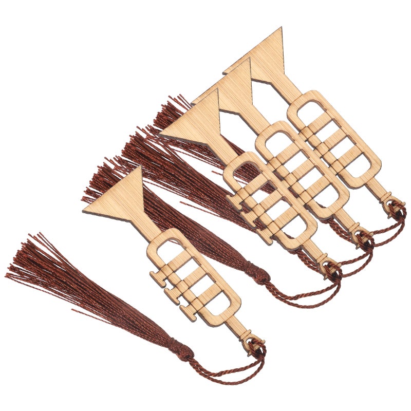 4pcs البوق يشكل أشكال الإشارات المرجعية الزخرفية الإشارات المرجعية الخش ة لتصميم شرابة علامة صفحة - Image 4