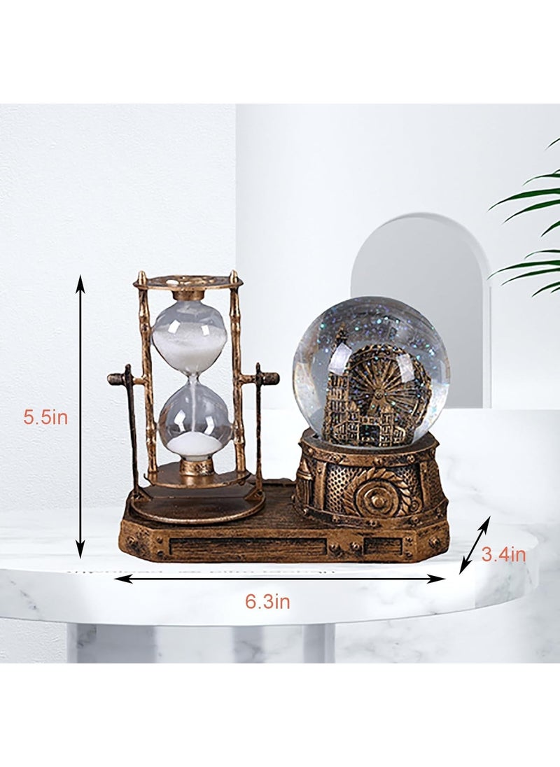 Hediyesahibi Big Ben Clock Tower Illuminated Water Snow Globe Hourglass Gift Hourglass  - Image 3