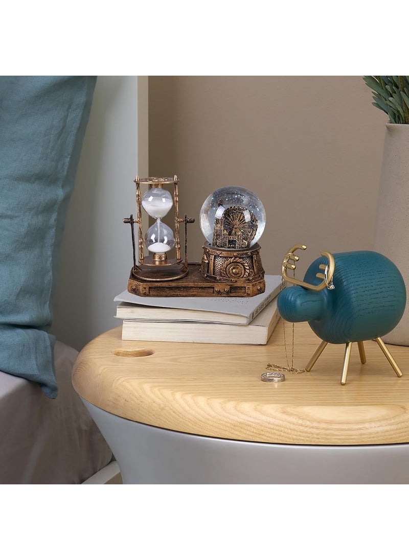 Hediyesahibi Big Ben Clock Tower Illuminated Water Snow Globe Hourglass Gift Hourglass  - Image 1