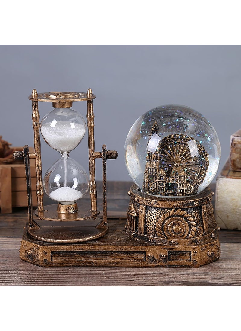 Hediyesahibi Big Ben Clock Tower Illuminated Water Snow Globe Hourglass Gift Hourglass  - Image 4