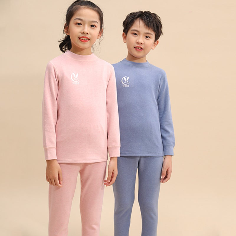 Children'S Wool Thermal Underwear Suit Baby Silk Autumn Clothes Long Pants Middle And Big Children Winter Double-Sided Brushed Pajamas - Image 2
