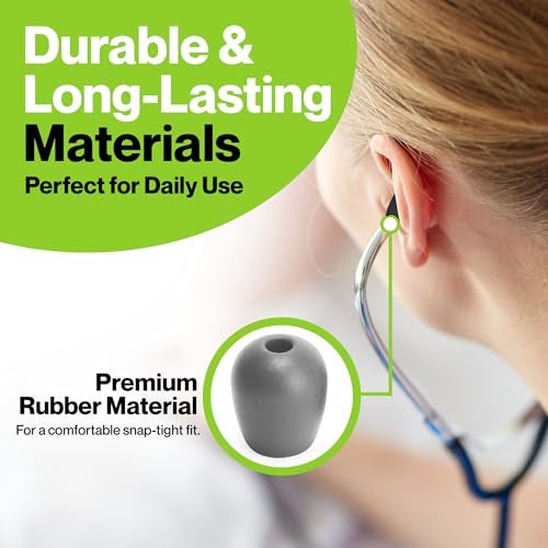 Durabasics Stethoscope Ear Tips Replacement for Littmann Stethoscopes Parts - Compatible with Littmann Ear Tips, Ear Pieces, Replacement Parts for Classic III, Cardiology 3, 4, & IV - Grey - Image 5
