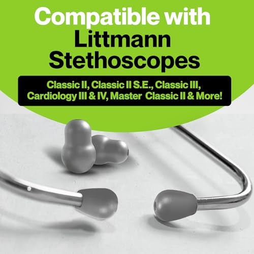Durabasics Stethoscope Ear Tips Replacement for Littmann Stethoscopes Parts - Compatible with Littmann Ear Tips, Ear Pieces, Replacement Parts for Classic III, Cardiology 3, 4, & IV - Grey - Image 2