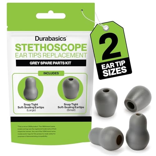 Durabasics Stethoscope Ear Tips Replacement for Littmann Stethoscopes Parts - Compatible with Littmann Ear Tips, Ear Pieces, Replacement Parts for Classic III, Cardiology 3, 4, & IV - Grey - Image 1