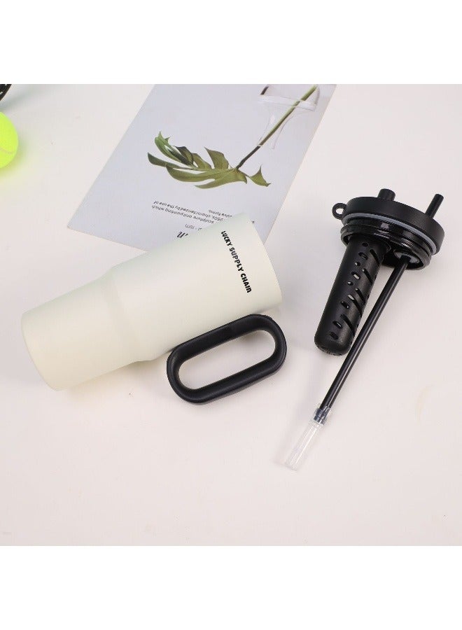 Simple and stylish 750ml large capacity straw cup with lid and independent tea compartment, stainless steel insulated thermos. Use as car water cup, fitness water cup, and daily carry-on water cup. - Image 3