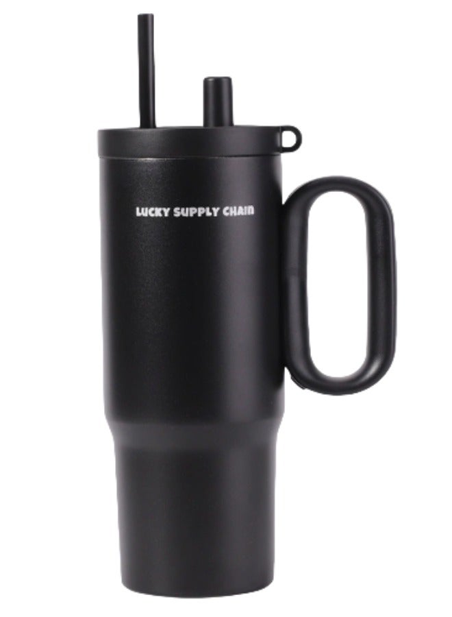 Simple and stylish 750ml large capacity straw cup with lid and independent tea compartment, stainless steel insulated thermos. Use as car water cup, fitness water cup, and daily carry-on water cup. - Image 1