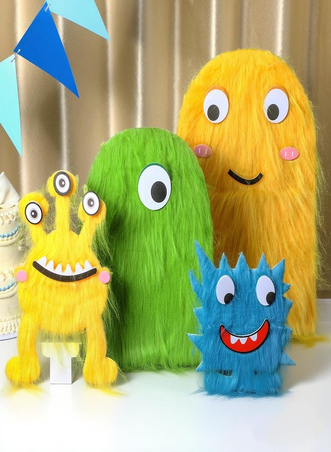 RoundFunny 4 Pcs Monster Birthday Party Decorations 20 in 16 in 14 in 10 in KT Material Monster Table Centerpieces for Birthday Baby Shower Themed Party Supplies - Image 1