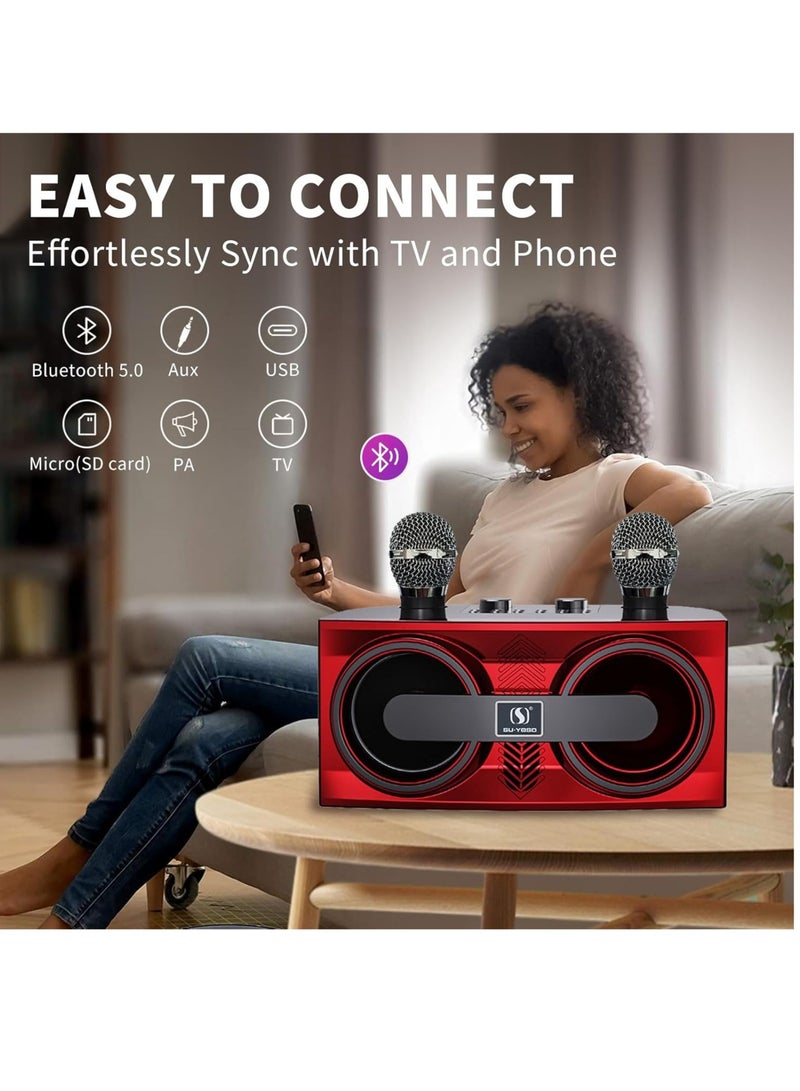 Smart Berry Karaoke Machine for Adults and Kids – Portable Bluetooth Speaker with 2 Wireless Microphones, PA Speaker System for Indoor  Outdoor Parties, Family Singing Fun - Image 3