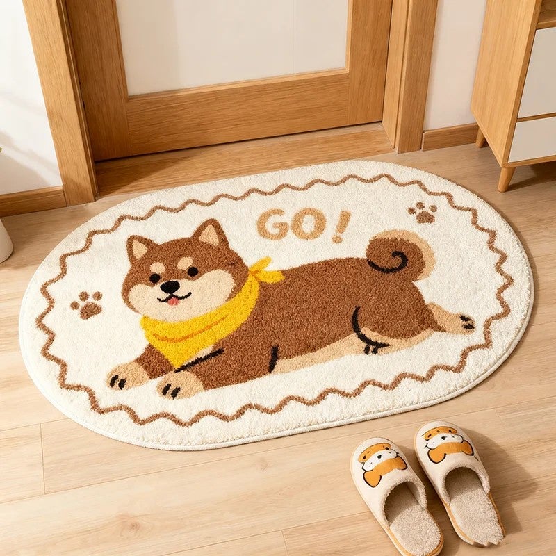 Y&D Cute Shaggy Animal Bath Mat - Non-Slip Microfiber Tufted Kids Shower Floor Mat Home Decor - Image 2