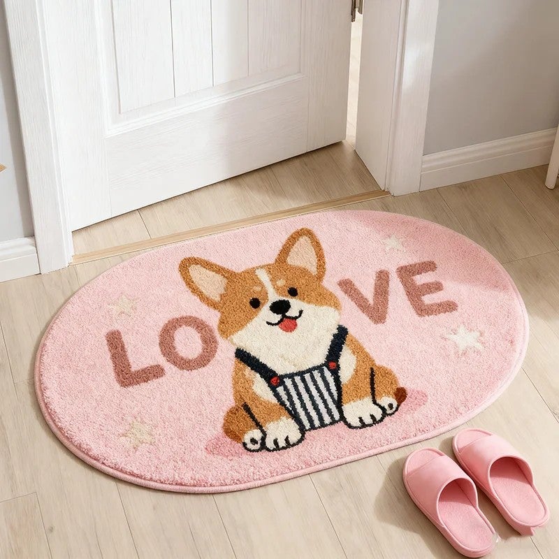 Y&D Cute Shaggy Animal Bath Mat - Non-Slip Microfiber Tufted Kids Shower Floor Mat Home Decor - Image 4
