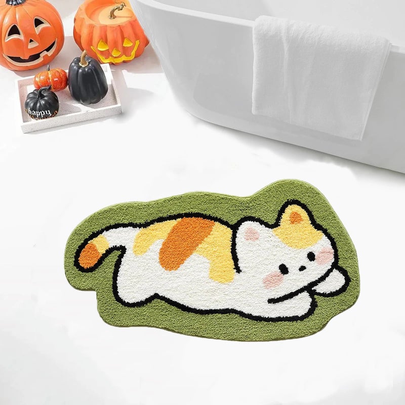 Y&D Cute Shaggy Animal Bath Mat - Non-Slip Microfiber Tufted Kids Shower Floor Mat Home Decor - Image 1