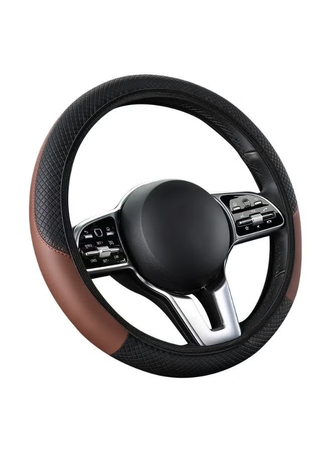 Car leather steering wheel cover, soft and comfortable, breathable and non-slip, universal elastic elastic steering wheel protective cover，Sports cars, car interior modifications - Image 1