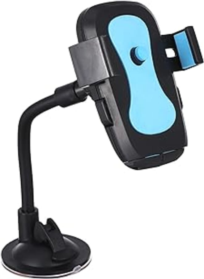 Car Phone Holder JS-011 2in1 for Dashboard/Windshield with 360° Rotation, Arms Height adjustable Stable fits all smartphones - Light Blue