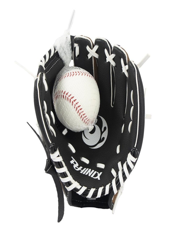 PHINIX Tee Ball Glove with Soft Baseball for Kids Play & Training 8.5"-10" (Right Hand Throw-Black&Brown, 8 1/2 ") - Image 3