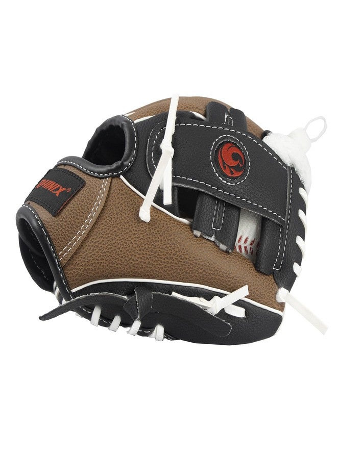PHINIX Tee Ball Glove with Soft Baseball for Kids Play & Training 8.5"-10" (Right Hand Throw-Black&Brown, 8 1/2 ") - Image 2