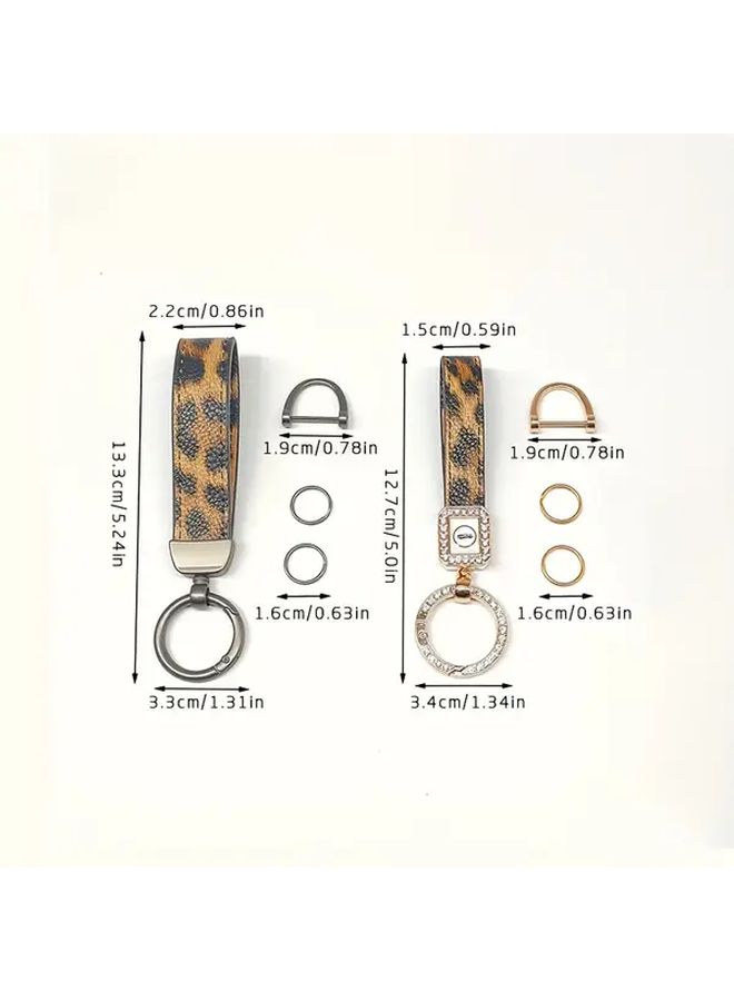 Goldlen Rhinestone Creative Minimalist Car Keychain Pendant Fashionable Wrist Lanyard For Couples High End Trendy Gift Car Pendant Keychain Accessories Fashion Accessory Stylish Durable Decorative Keyring - Image 2