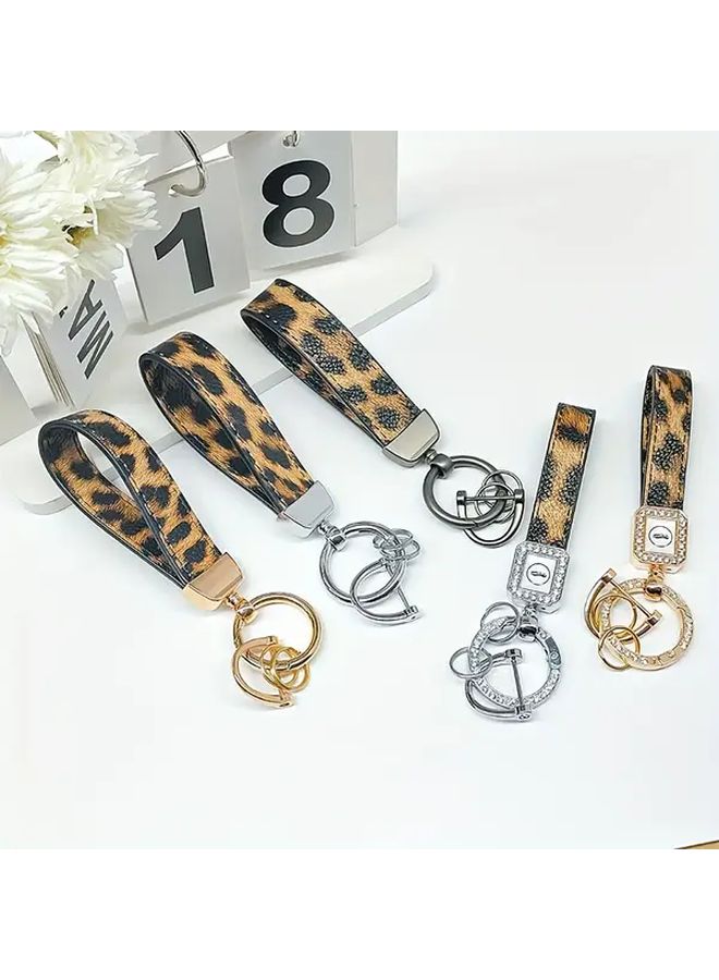 Goldlen Rhinestone Creative Minimalist Car Keychain Pendant Fashionable Wrist Lanyard For Couples High End Trendy Gift Car Pendant Keychain Accessories Fashion Accessory Stylish Durable Decorative Keyring - Image 3