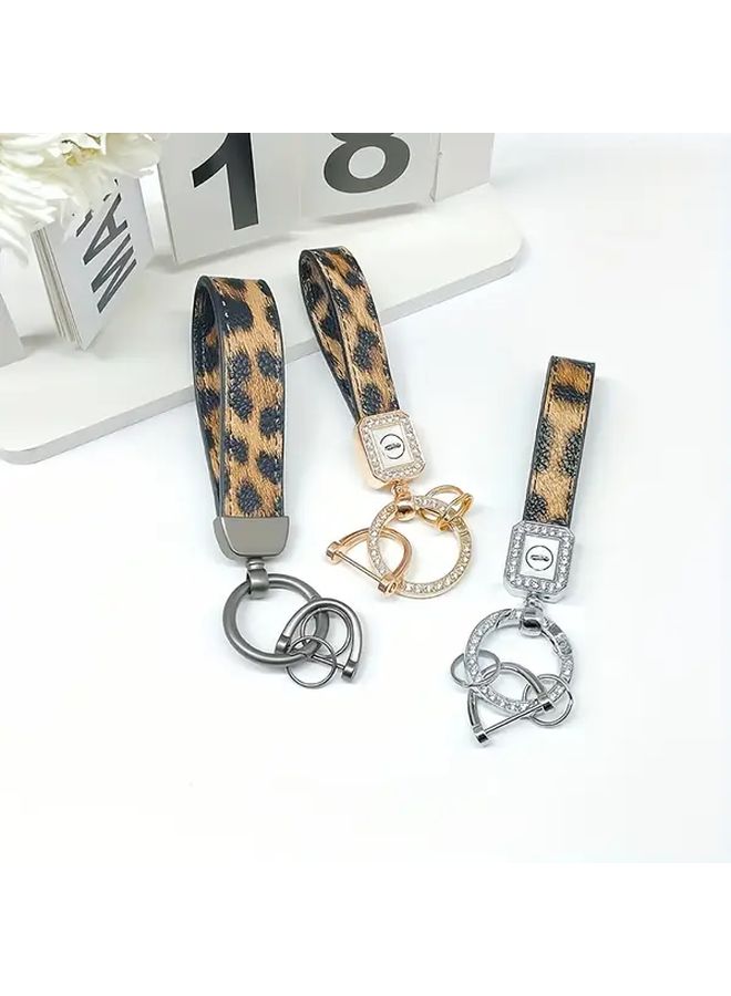 Goldlen Rhinestone Creative Minimalist Car Keychain Pendant Fashionable Wrist Lanyard For Couples High End Trendy Gift Car Pendant Keychain Accessories Fashion Accessory Stylish Durable Decorative Keyring - Image 4