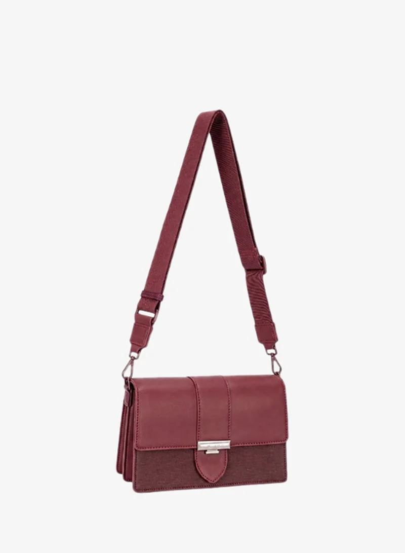 David Jones Windsor Wine David Jones leather shoulder and cross body bag with flap- cross body leather and textile messenger purse with adjustable strap model cm7728 for Women | Best Price UAE