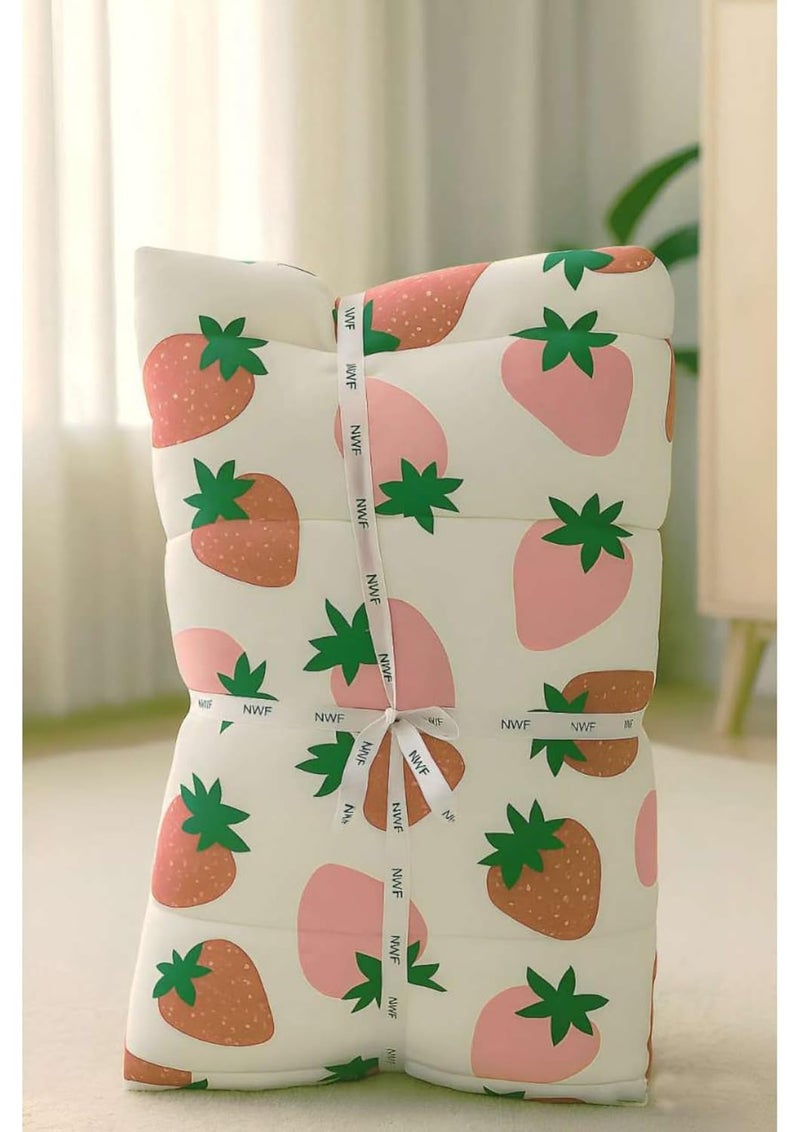 NWF Baby Bedding Set Pack of 4 | 100% Cotton Mattress with Pillow & 2 Bolsters | Soft & Breathable | Strawberry Print (Pink & White) | 26x40 Inches | Unisex | 0-24 Months - Image 4