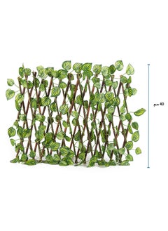 DRAMA HOME Artificial Ivy Leaves With Wooden Fence Green/Brown 40 centimeter  - Image 1